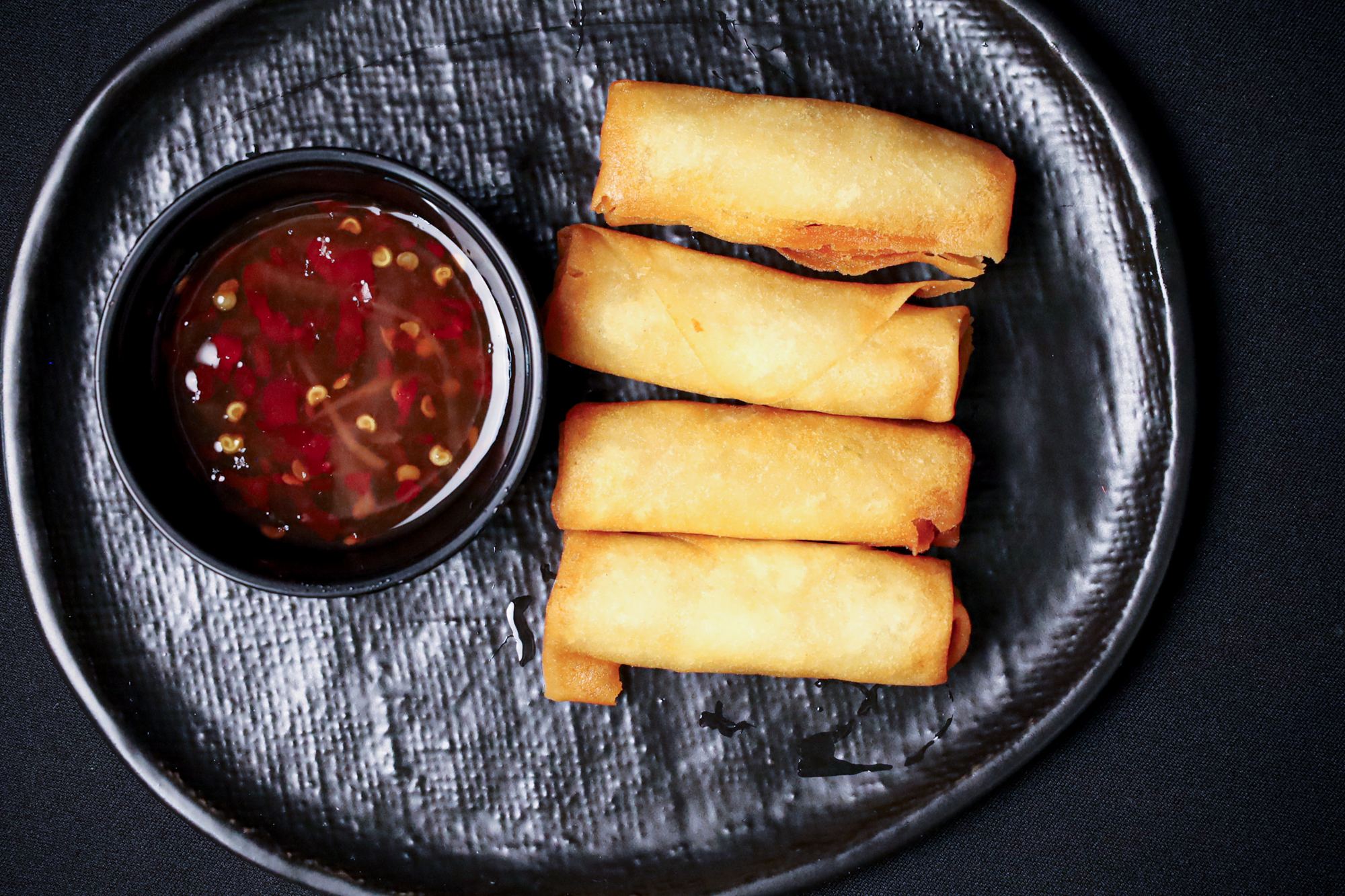 Egg rolls with sweet chili sauce