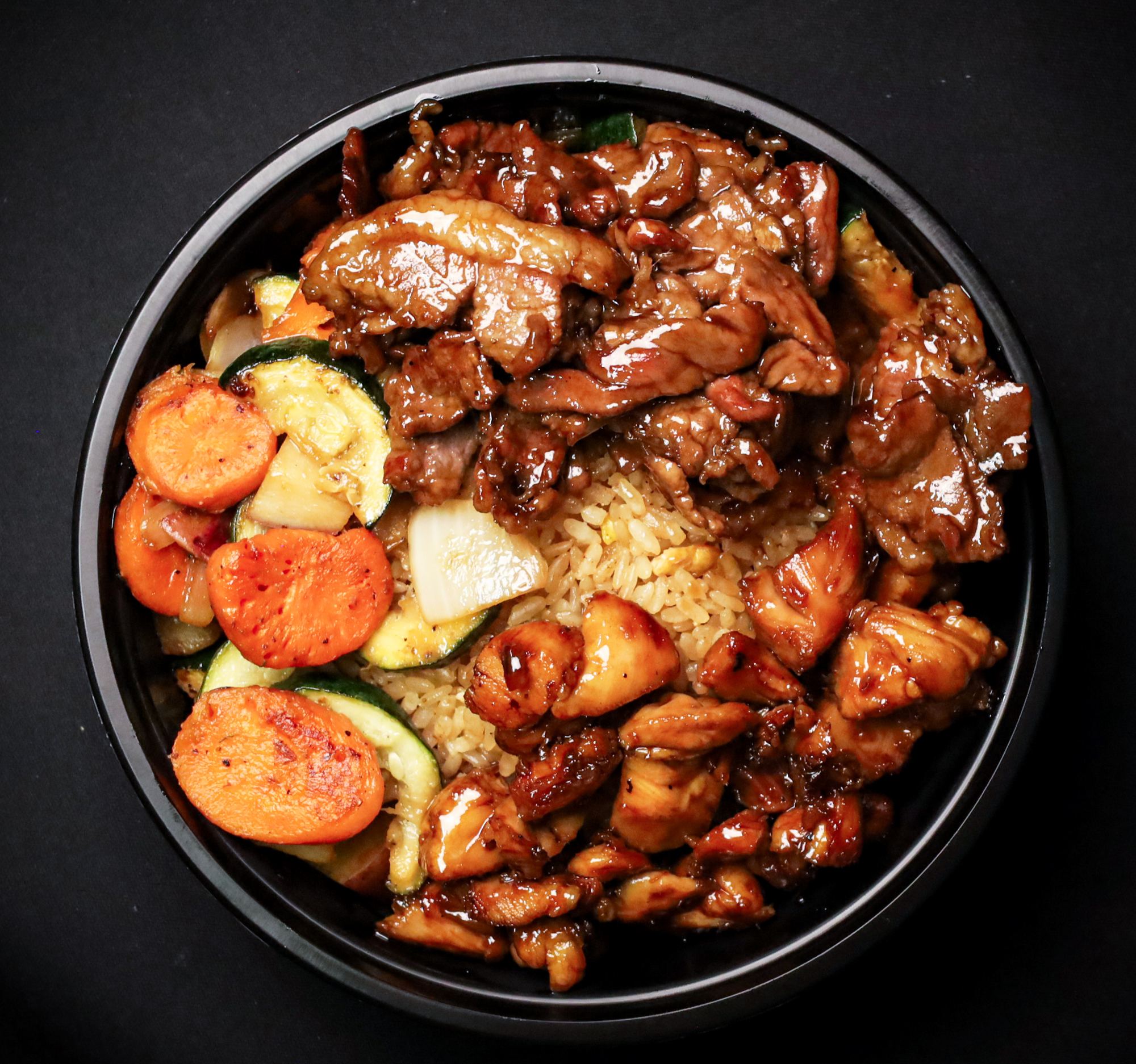 Steak and chicken combo bowl